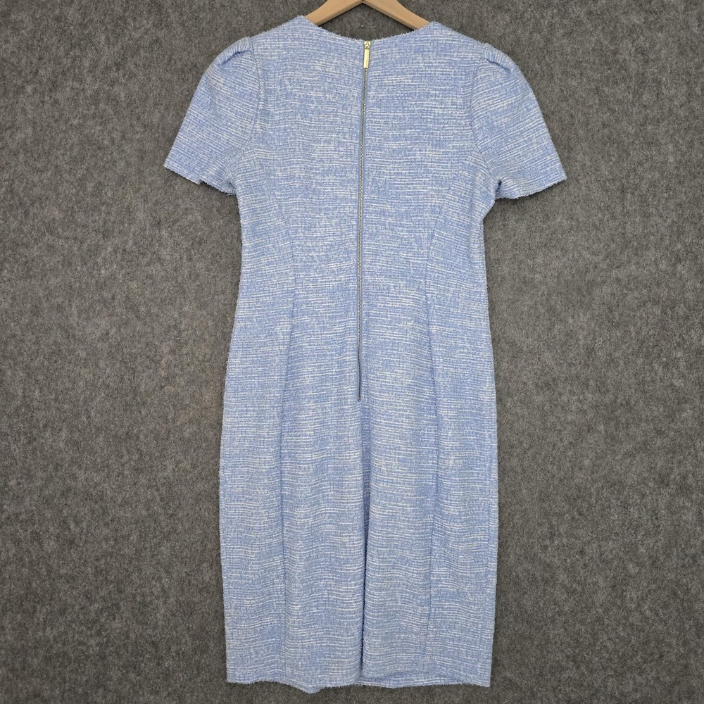 Calvin Klein Dress Womens 12 Blue Tweed‎ Short Sleeve Sheath Lined Zip Work - Picture 4 of 14
